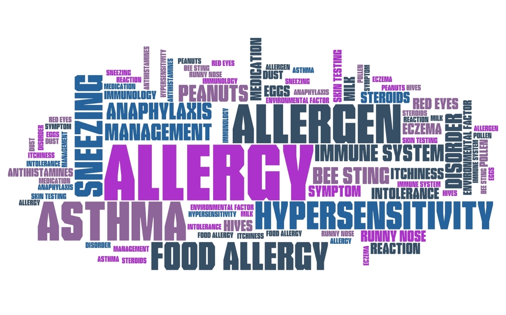 Collage of allergy and anxiety words | therapy for chronic illness | therapy for allergies in Florida | food allergy therapy | allergies and anxiety | severe food allergies in florida |  Indiatlantic 32903 | Windermere 34786 | Weston 33331