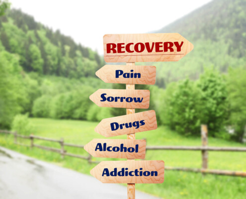 Image of a road sign with arrows listing different roads related to substance abuse counseling in Florida. Substance abuse affects the whole family which is why we offer family therapy. Learn coping skills for stress related to substance abuse from a family therapist in Brevard County, FL. St Pete 33704 | Indiatlantic 32903